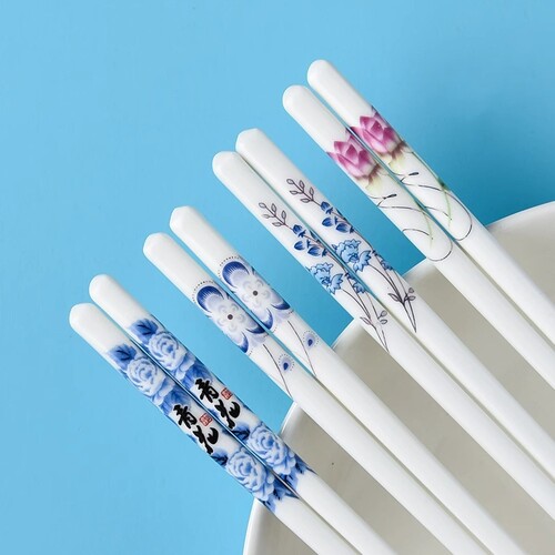 陶瓷骨瓷筷子抗菌防霉防滑景德镇高档珐琅彩筷子家用耐高温不变形