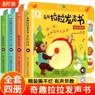 3岁宝宝早教书手指推拉书撕不烂洞洞书益智翻翻书婴幼儿启蒙认知拉拉书立体玩具书触摸书儿童绘本有声颜色生日奇妙声音 4册0