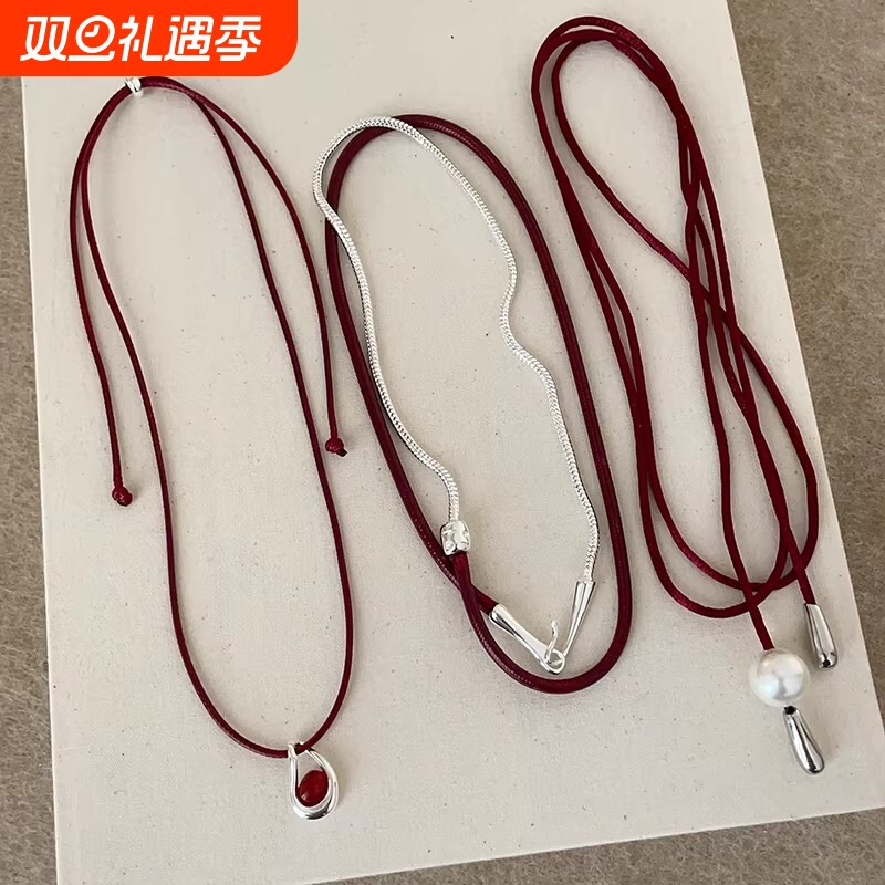 安可拉红绳绑带choker项链女简约百搭ins甜酷辣妹时尚颈链毛