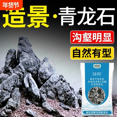 青龙石鱼缸造景底部假山真石头松皮石盆景装饰摆件微景观溪流原石