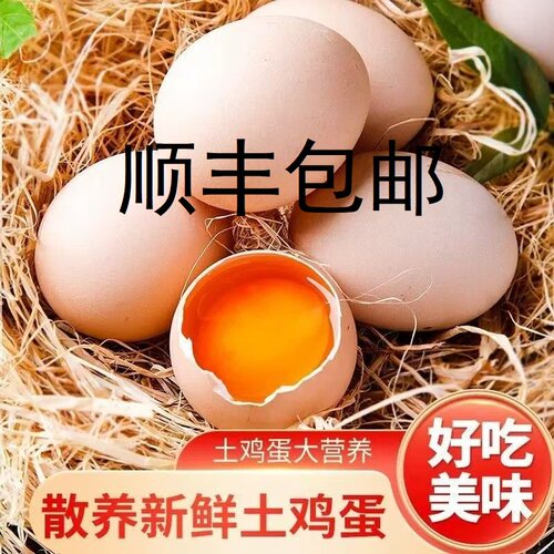 顺丰正宗土鸡蛋农家散养鸡蛋柴鸡蛋笨鸡蛋红心月子蛋早餐40-50g