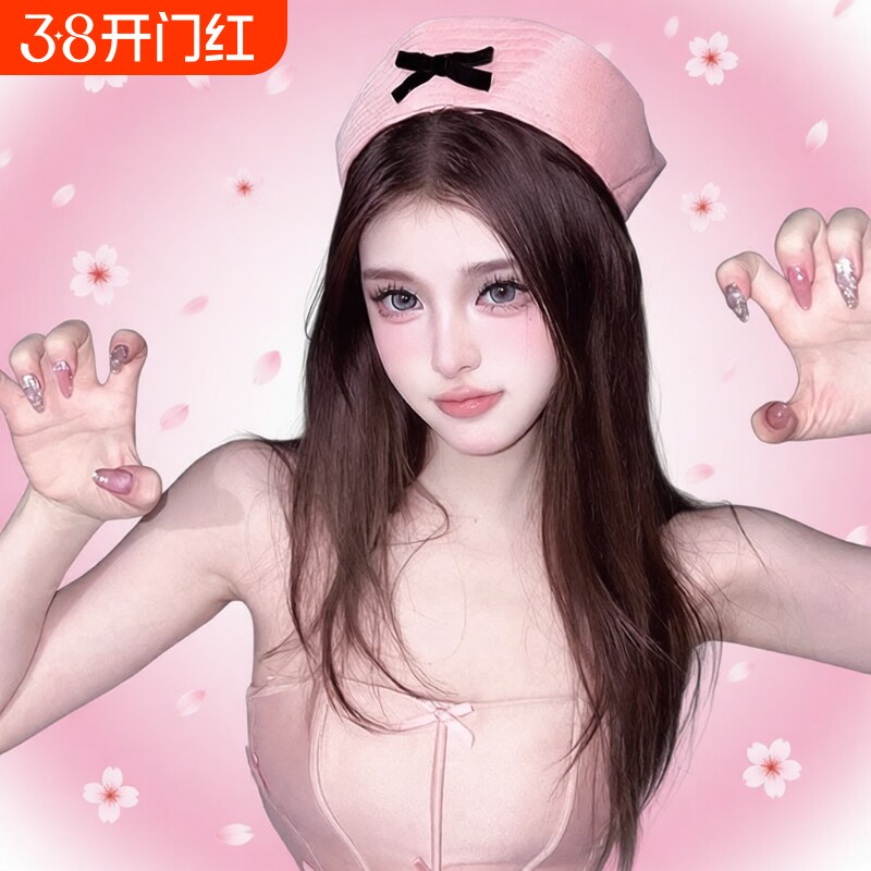 2025年夏季少女蝴蝶结水手帽海军帽粉色可爱甜美护士帽cos贝雷