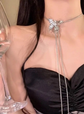 可抽拉立体蝴蝶长款项链