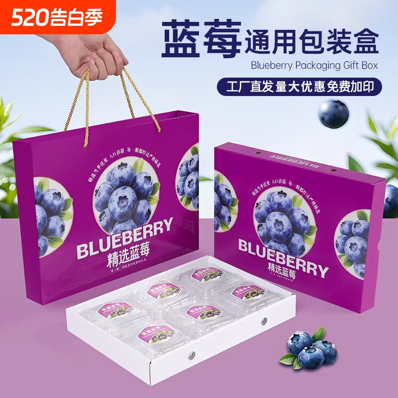 蓝莓礼盒怡颗莓包装盒高档12盒装125g树莓水果礼品盒打包盒空盒