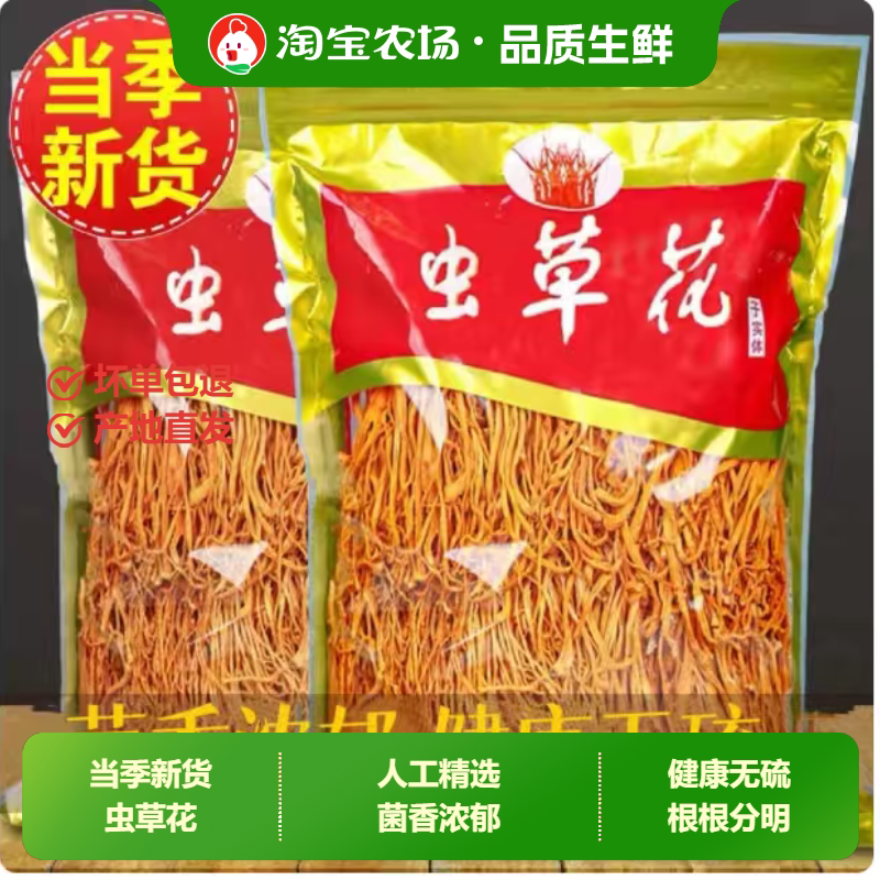 当季虫草花嫩干货净重孢子头金虫草北虫草冬虫草煲汤新货菌类新鲜