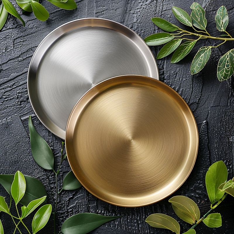 韩式加厚金色不锈钢浅盘吐骨碟