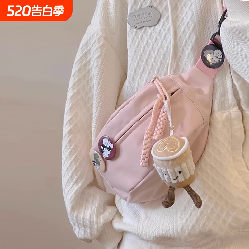 斜挎包女款潮流胸包女生背包腰包运动单肩包女手机ins小挎包胸前