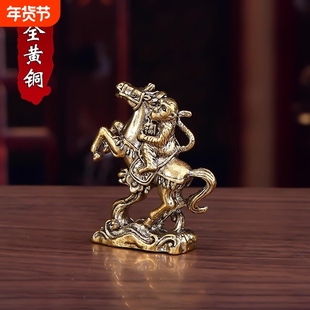 实心黄铜马上猴复古老物件居家装饰茶宠桌面工艺品小摆件