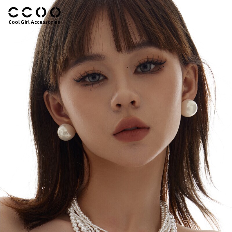CC&OO大珍珠耳钉女2026新款轻奢高级感气质耳环925银针夏