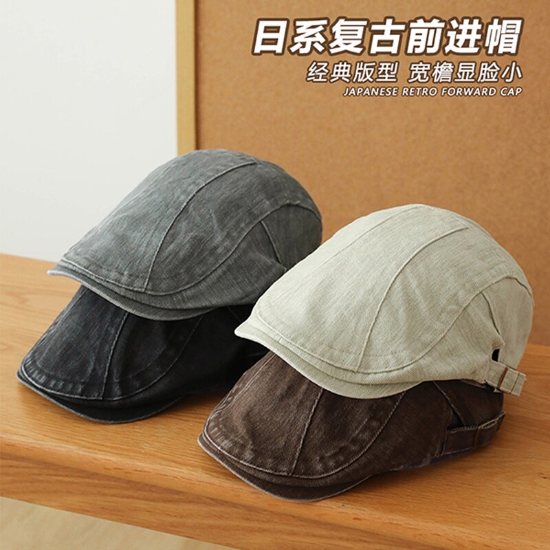 日系水洗牛仔前进帽时尚街头潮人画家帽男美式复古辣妹鸭子女