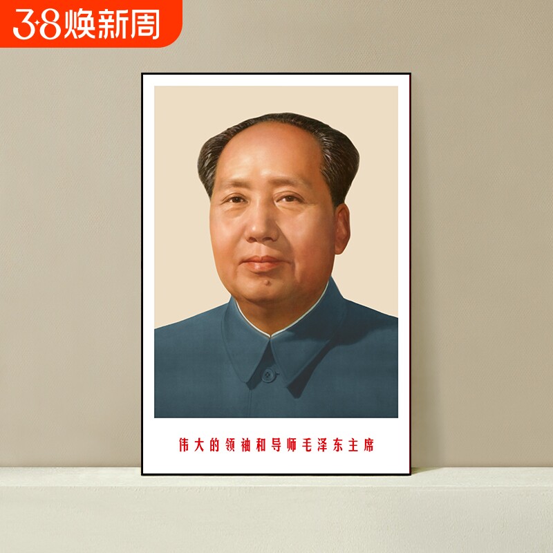 毛主席海报画像毛泽东头像标准像肖像伟人挂画墙贴壁纸客厅人物
