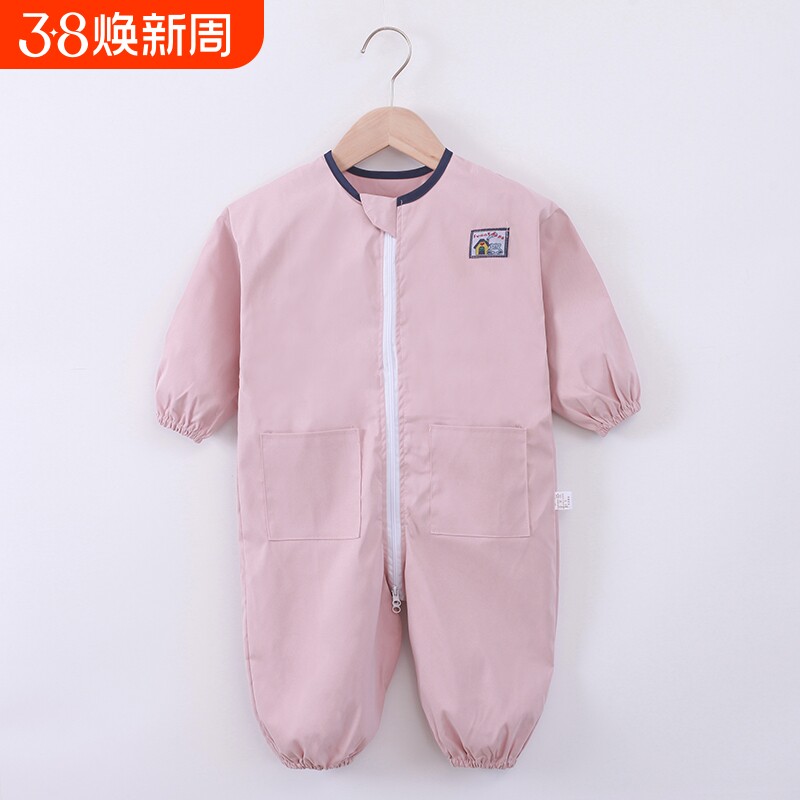 儿童连体罩衣秋冬外穿防脏宝宝吃饭护衣男女宝长袖薄款哈衣爬行服