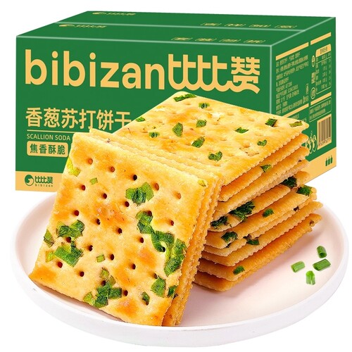 比比赞香葱苏打饼干500g*1箱酥脆