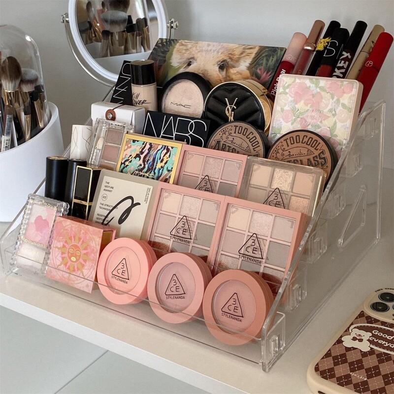 亚克力彩妆展示架 口红眼影盘收纳 桌面少女风化妆架