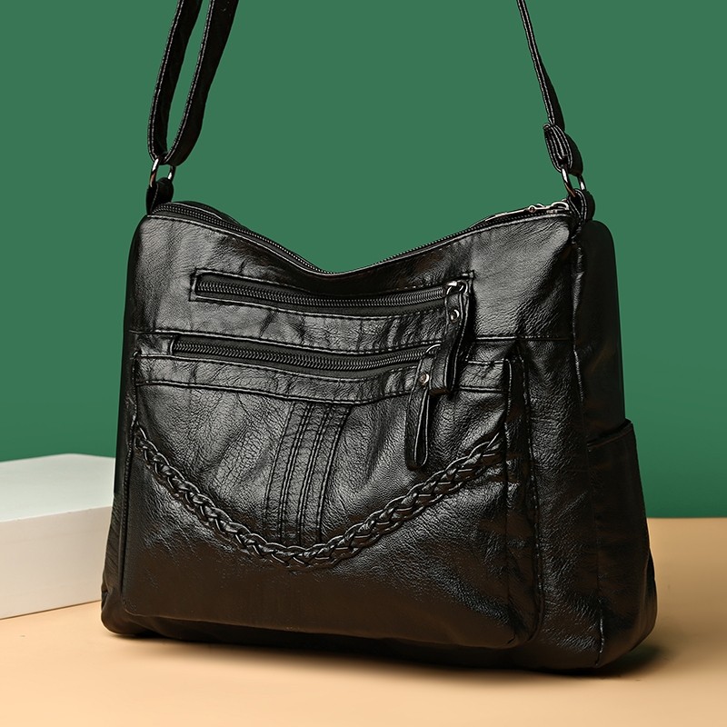 2025新款高级感软皮女包时尚百搭大容量单肩斜挎手机包妈妈包多层