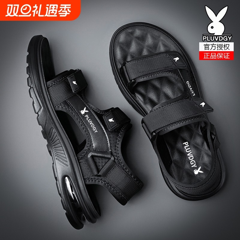 透气魔术贴男士凉鞋夏季运动休闲气垫软底防滑露趾沙滩拖鞋2025年