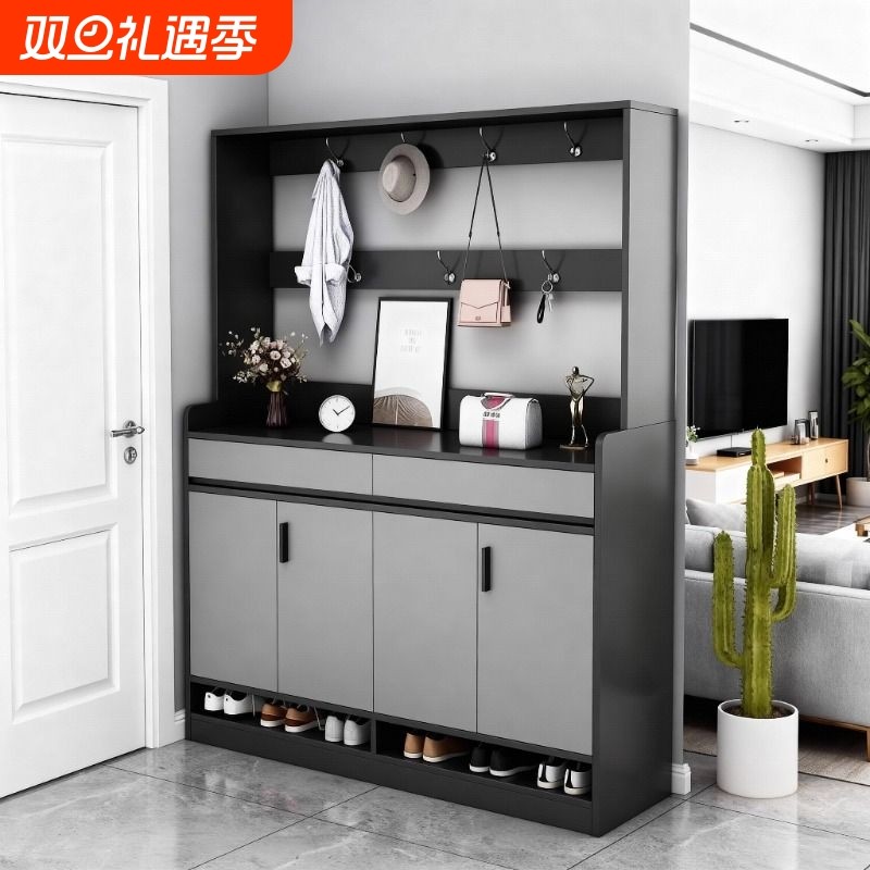 鞋柜家用门口室内玄关柜入户储物柜大容量置物柜带挂衣架一体鞋架