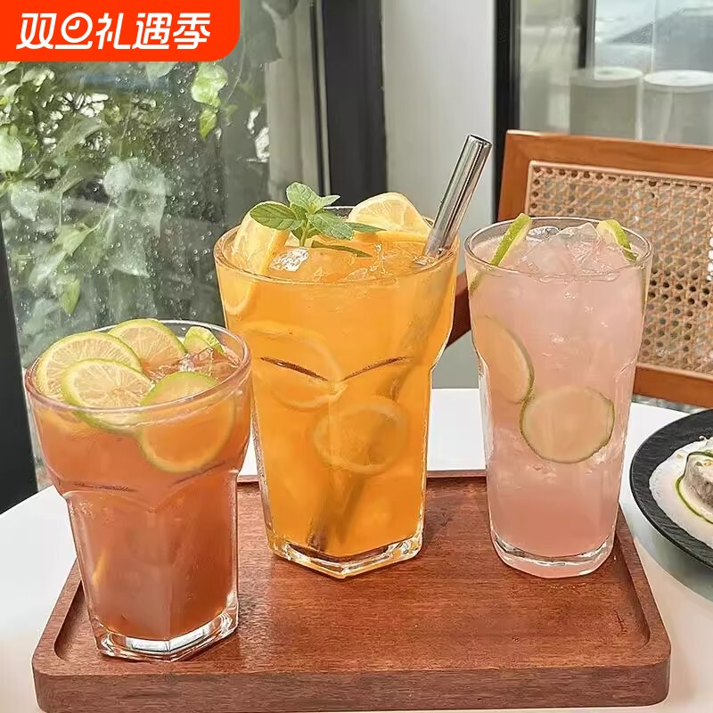 特大加厚果汁玻璃杯餐厅专用容量冷饮水果柠檬茶杯莫吉托鸡尾酒杯