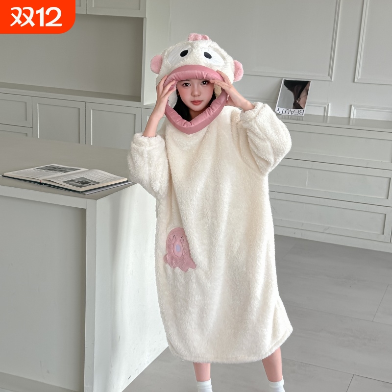 小丑鱼连体睡衣秋冬季珊瑚绒