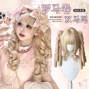 假发女长发Lolita白金色少萝doll感抓夹拆卸双马尾罗马卷萝莉头套