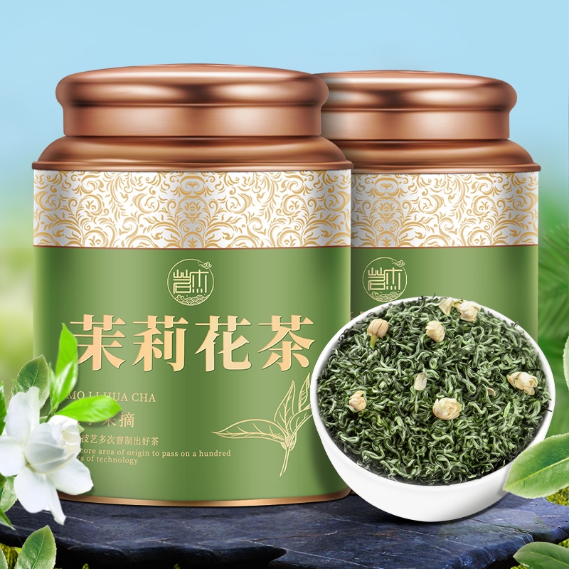 茉莉花茶2024新茶春茶浓香型特级茉莉飘雪明前绿茶花草茶礼盒500g