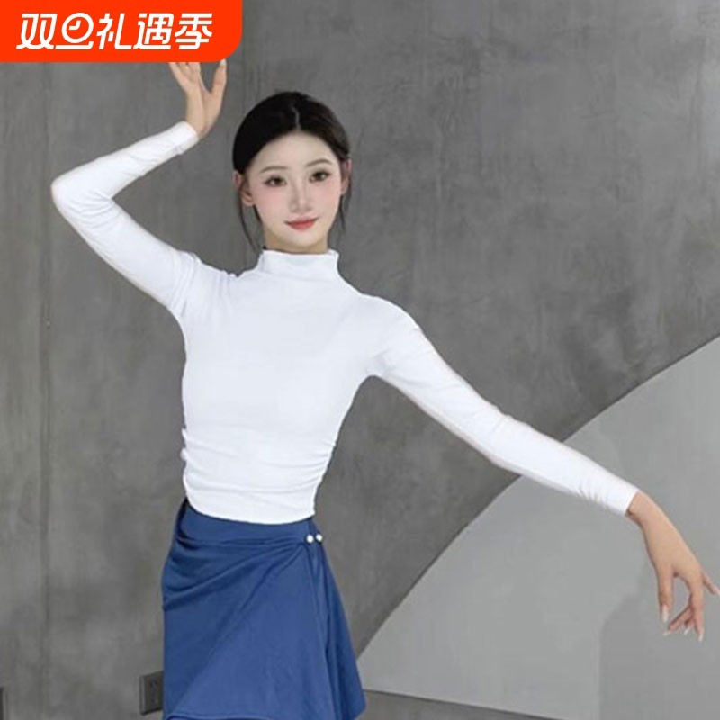 现代舞短袖上衣女半高领舞蹈上衣