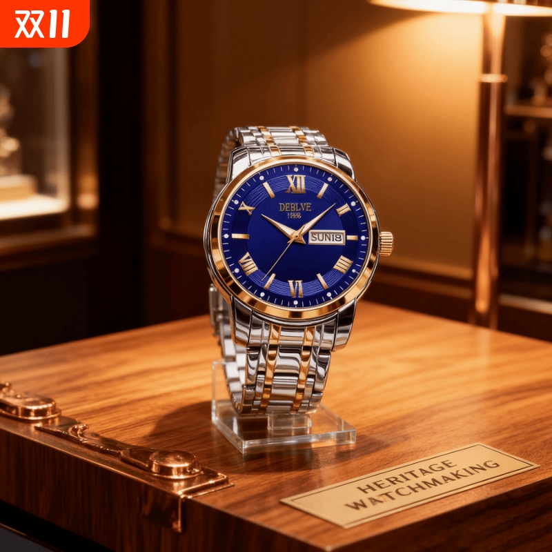 手表男款防水高级感全自动男表数字双日历防水腕表男机械风全自动