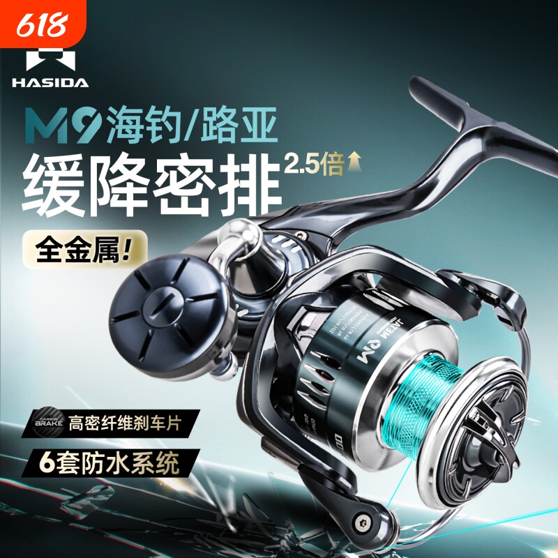 哈斯达M9纺车轮海钓全金属近海船钓铁板防海水路亚轮远投鱼线轮