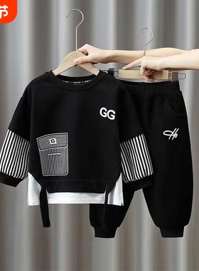 男童套装春秋装新款儿童帅气时尚衣服潮宝宝春季网红洋气卫衣Y109