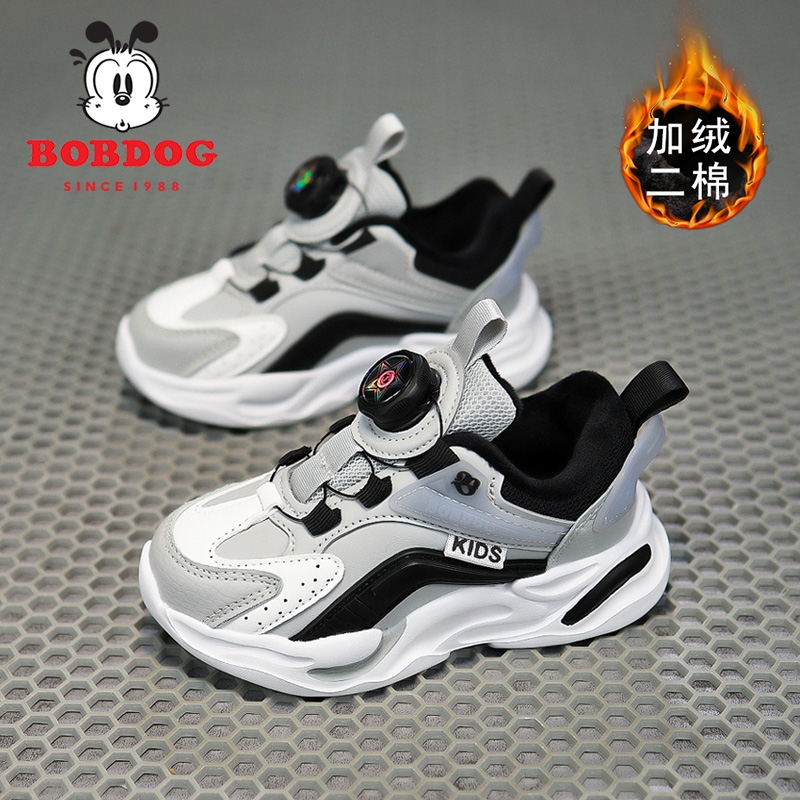 巴布豆男童鞋子加绒二棉运动鞋