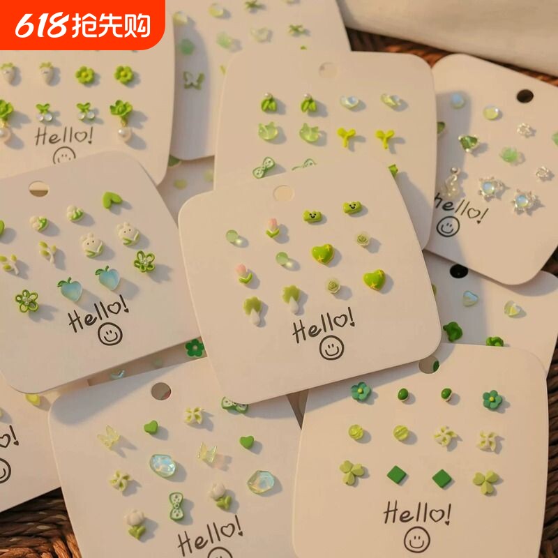 爆款S925纯银针一周耳钉组合套装爱心精致小巧防过敏小耳骨钉耳饰