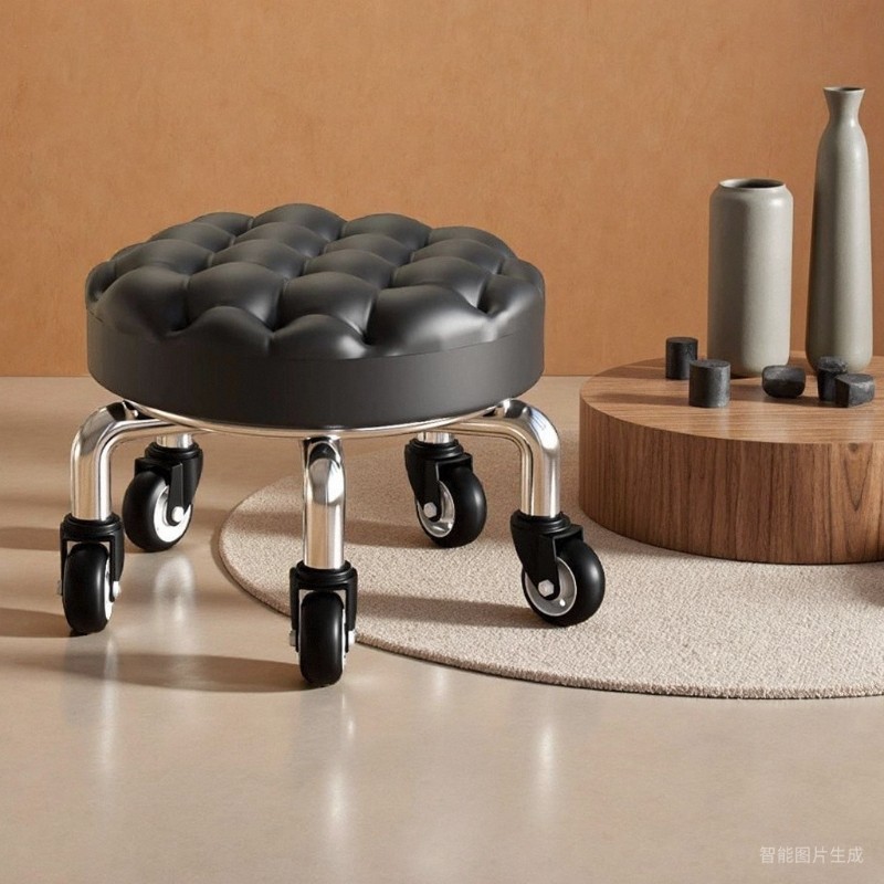 滑轮矮凳万向轮小凳子家用圆凳美甲缝矮凳儿童学步凳小板凳换鞋凳