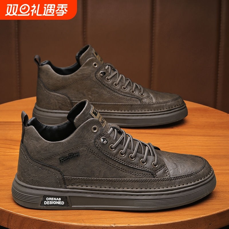 马丁靴男鞋冬季高帮复古英伦休闲皮鞋高级感工装靴一脚蹬板鞋潮鞋