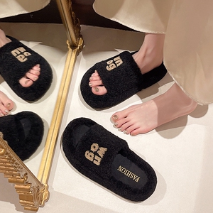毛毛拖鞋女外穿2024新款秋冬孕妇办公室内居家厚底毛绒棉拖鞋平底