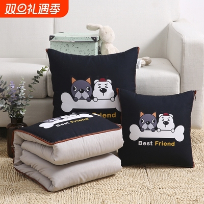 小被子冬天办公室学生冬季午睡毯子可收纳抱枕沙发靠垫二合一两