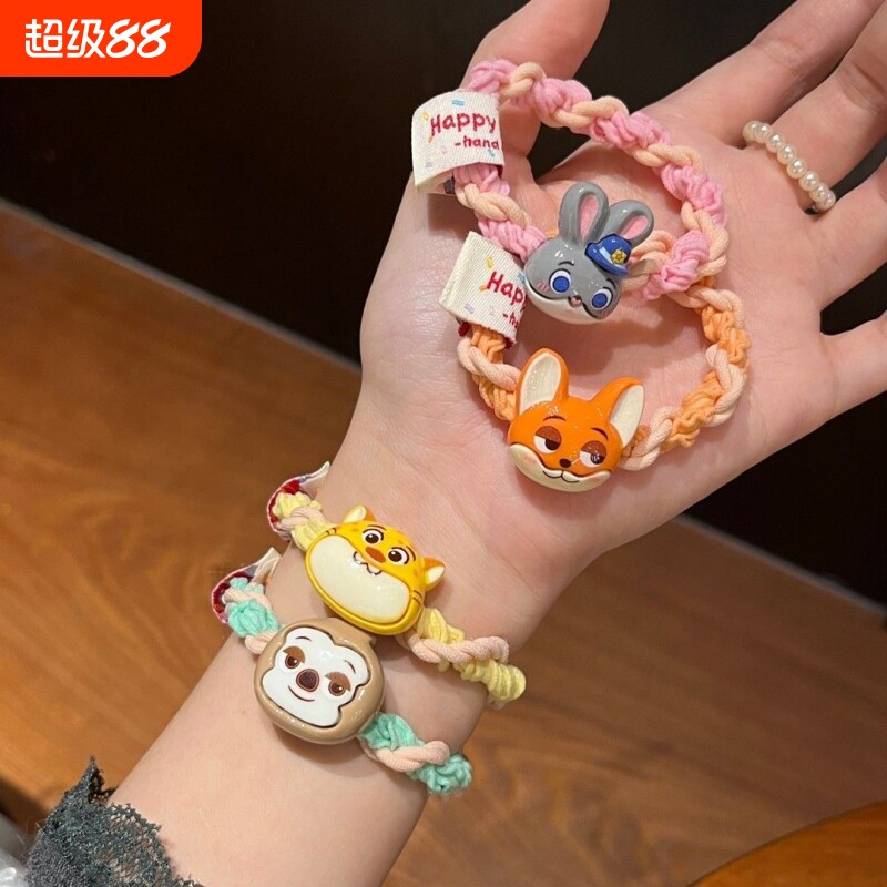 韩版卡通甜品猪猪发绳少女心甜美皮筋高弹力加粗编织扎发头绳
