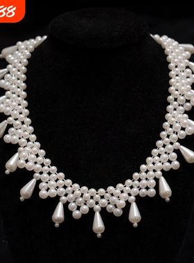 古风汉服唐装软璎珞项圈坦领襦裙珍珠流苏项链配饰日常古装饰品