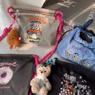 手提包單肩包斜挎包百搭 刺繡日系環(huán)保袋女大容量新款 拉鏈小包