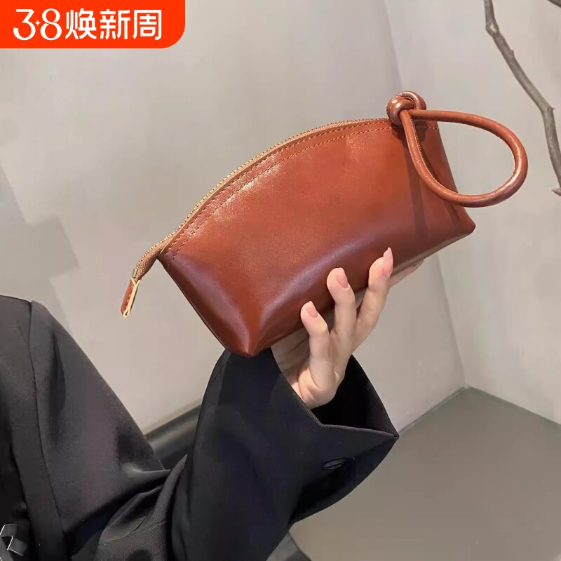 2025新款女士手拿包植鞣皮质感多功能化妆包女款手包高级感手提包