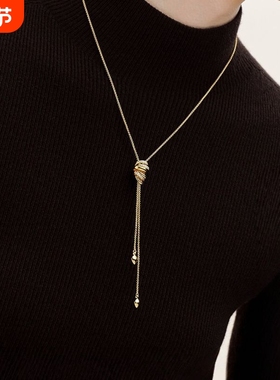 明星同款Onchic缠绕丝带项链秋冬毛衣链女中长款小众轻奢高级感