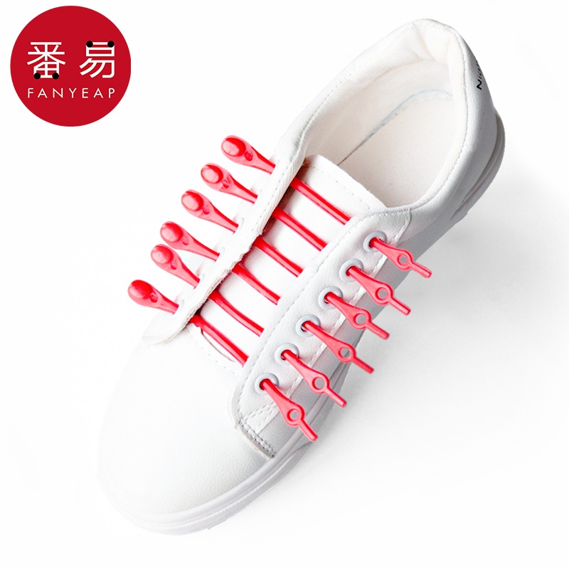 鞋带/硅胶AB1SQ0-懒人鞋带方便免系鞋带扣硅胶鞋绳儿红色鞋带