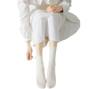 10双袜子女中筒袜ins堆堆袜夏天冰冰袜长丝袜冰丝天鹅绒吸汗后跟