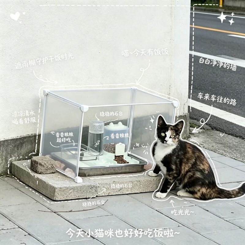 流浪猫户外窝透明环保遮雨棚喂食碗猫狗通用猫咪食堂防虫防蚂蚁罩