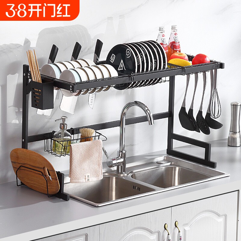 碳钢水槽架贸易黑色便宜碗碟沥水架厨房碗盘砧板刀具置物架