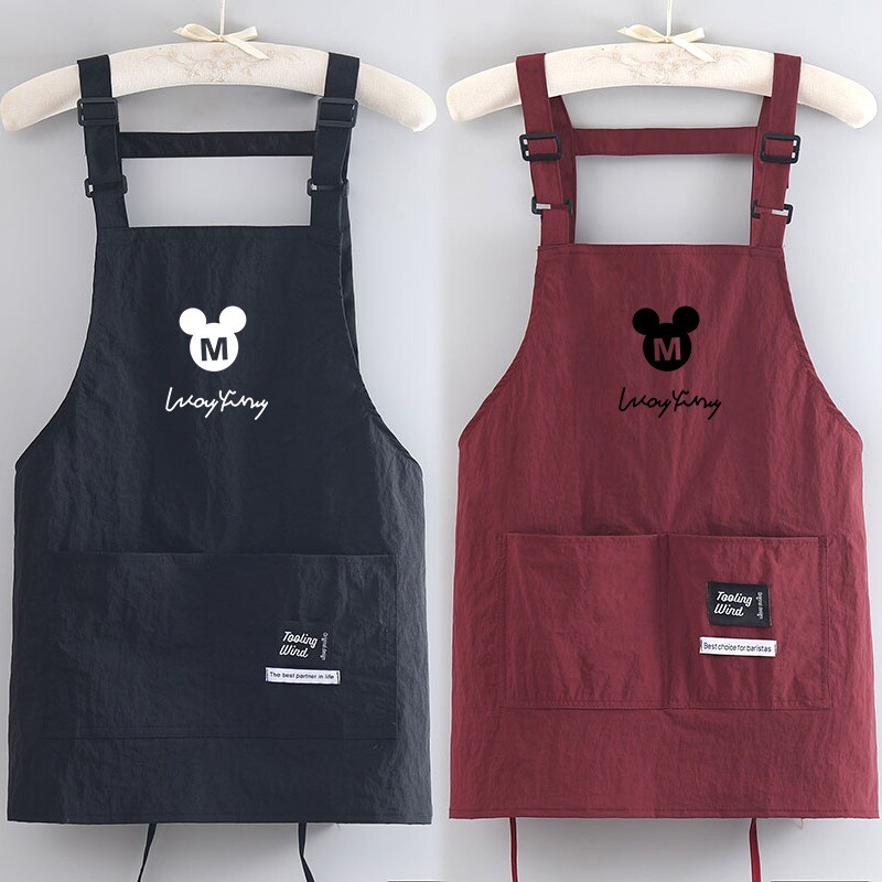 厨房防泼水围裙餐饮专用做饭家用卡通亲子工装围腰印字成人工作服