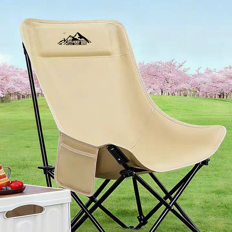 户外折叠椅野餐露营椅子便携式加高月亮椅沙滩躺椅钓鱼凳露营装备