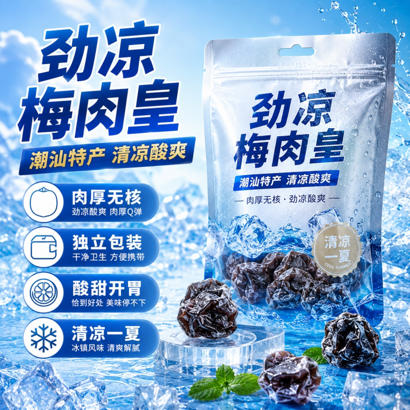 劲凉梅肉皇潮汕无核九制梅肉果脯干话梅凉果酸甜解馋零食青梅新鲜