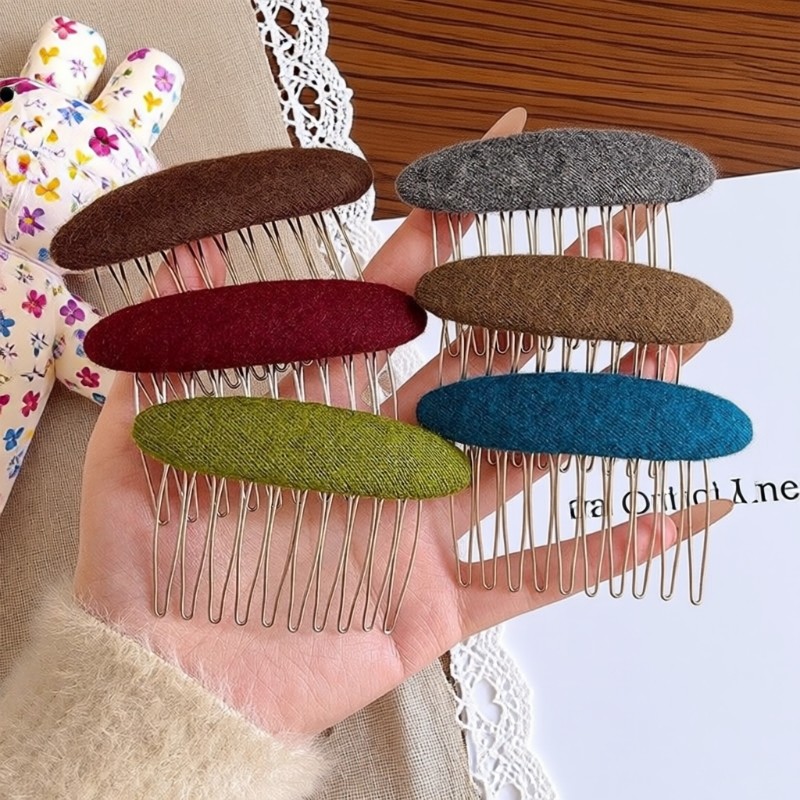 韩国复古毛呢倒插梳发夹女2026新款高端气质公主头发梳碎发刘蓬松