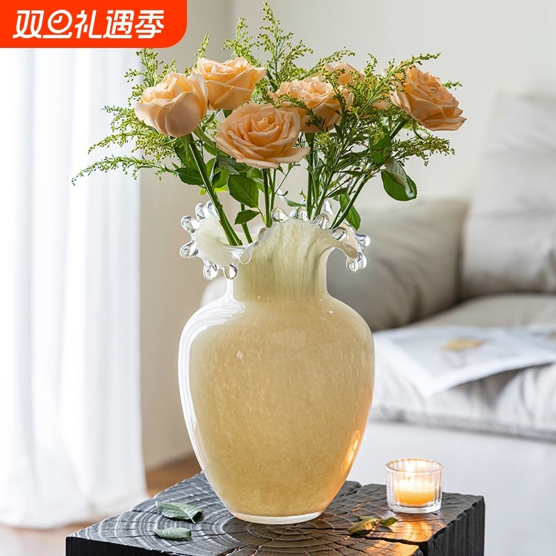 ins风网红花瓶摆件干花装饰品餐桌家居中古奶油花器鲜花水养玫瑰