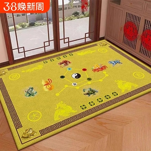 入户门地垫金黄色脚垫金钻绒七星进门地毯绿色蓝色红色土黄色防滑